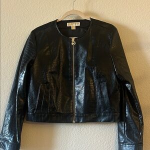 Michael Kors Black Embossed Leather Jacket